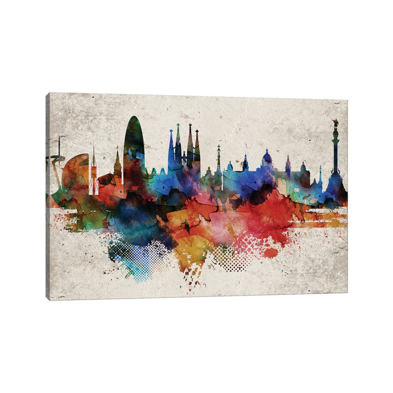 Barcelona Abstract - Wrapped Canvas Print, 45.72cm H x 66.04cm W x 1.91cm D