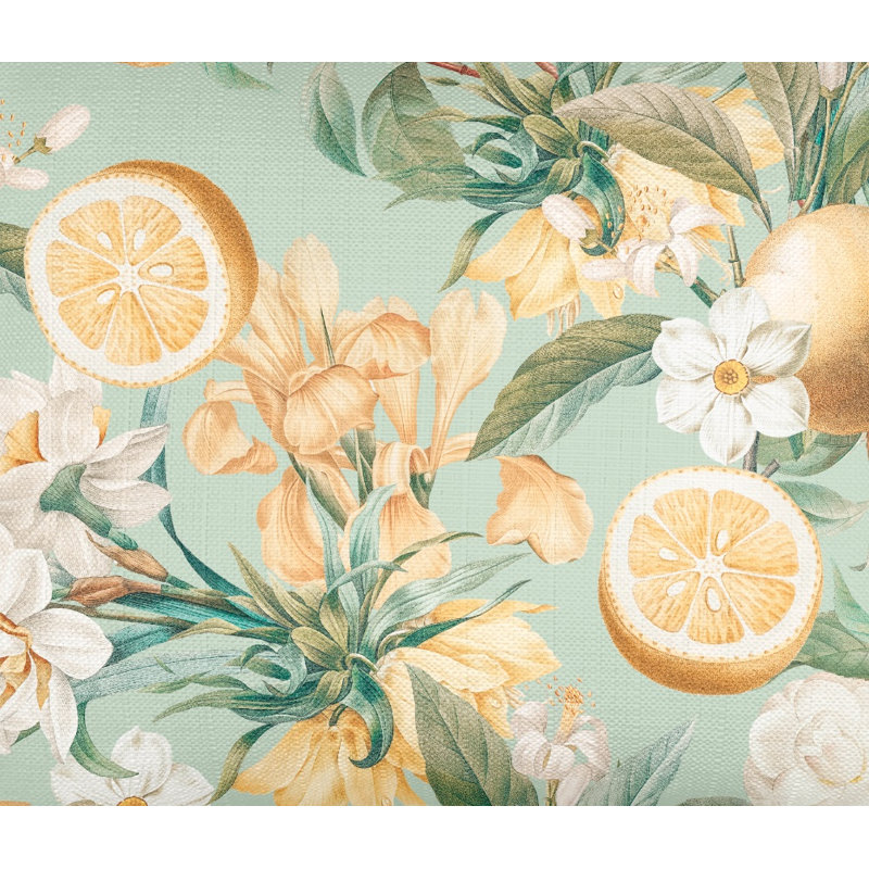Yellow Lemon Bloom Linen Euro Pillow 26x26 Cover Only, Square 20", Polyester