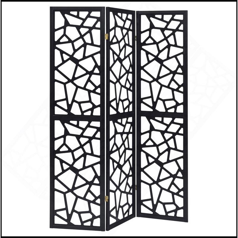 Paravent 3 panneaux noir