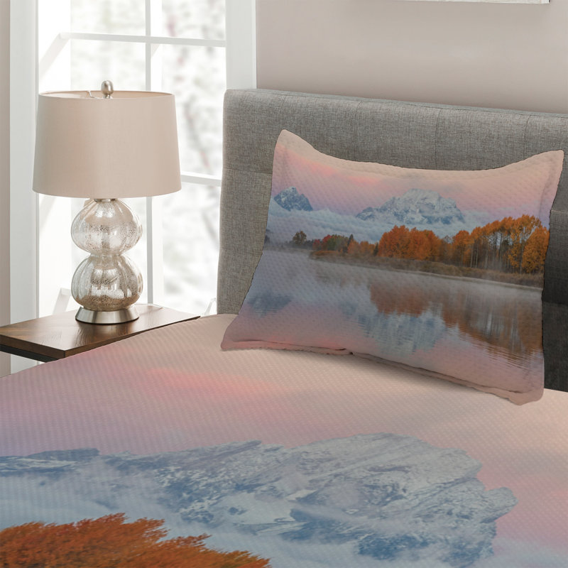 Landscape Polyester Coverlet, Twin Bedspread + 1 Sham