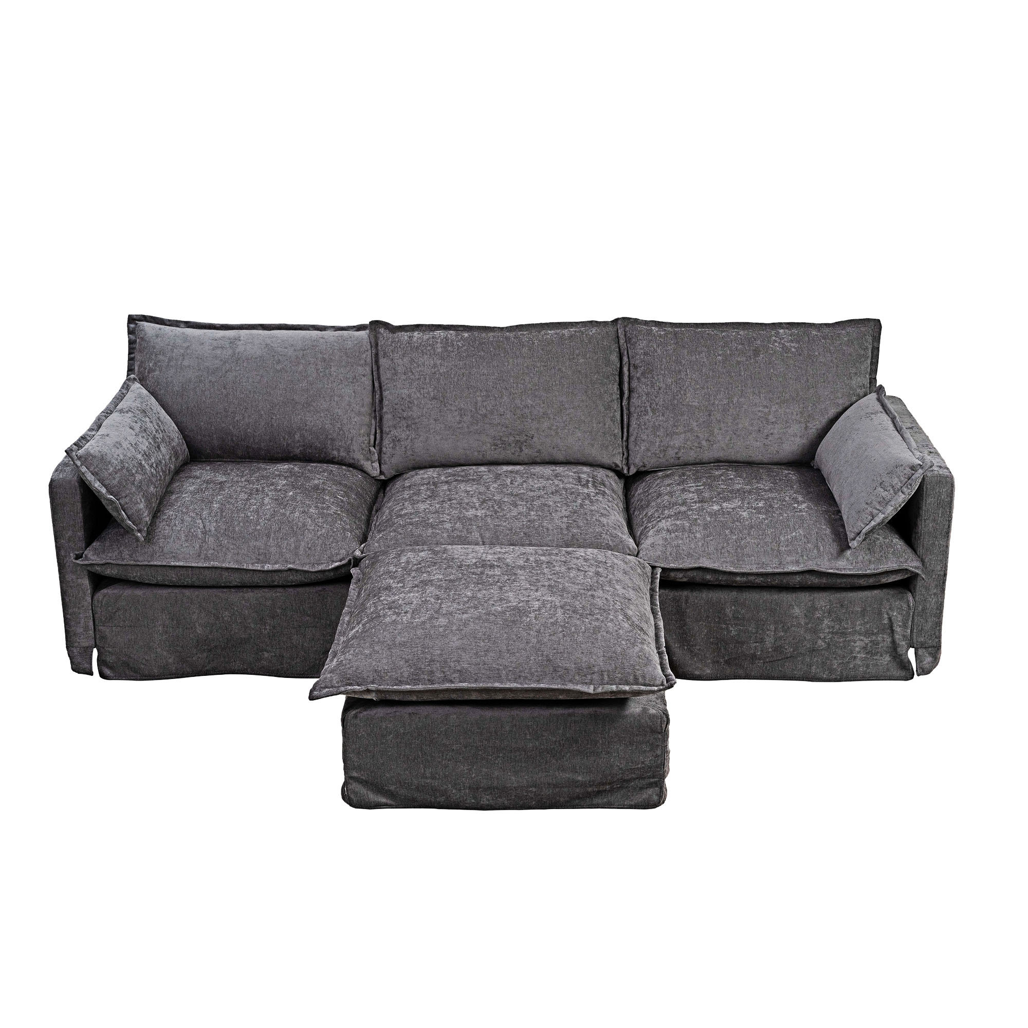 Latitude Run® Modular Sectional Sofa Couch With Movable Ottoman | Wayfair