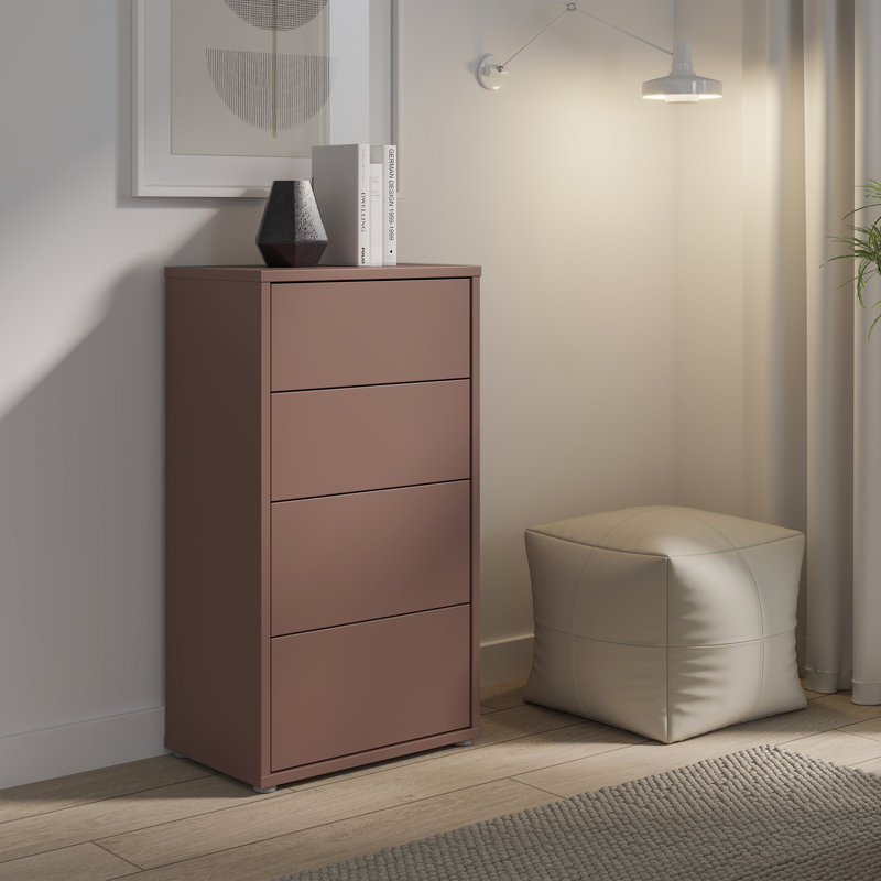 Chadwic Modern 4-drawer chest of drawers, engineered wood, terrakotta, 54.8 cm W x 99.1 cm H x 34.9 cm D, Brown