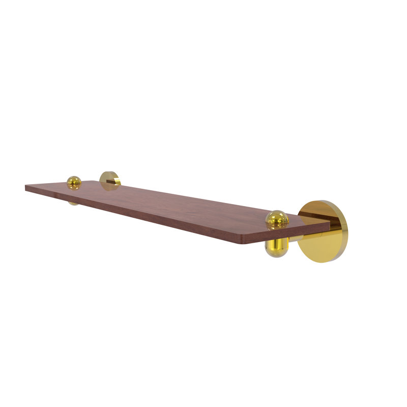 Tablette murale unie bois ironwood Itzhak, H 2,5 po x l 22 po x P 5 po, Laiton poli