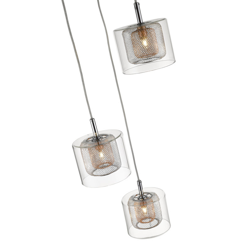 Kettering 3 - Light Glass/Metal Cluster Pendant