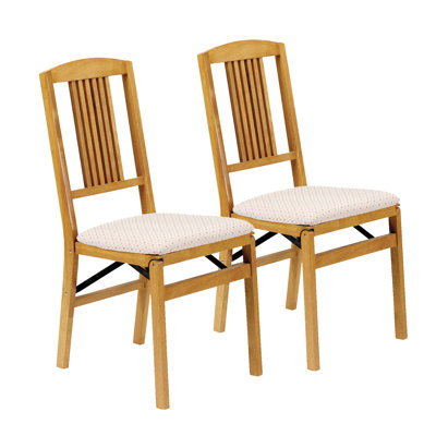 Stakmore Simple Mission Folding Chair, Oak Frame with Blush Fabric