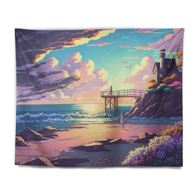Tapisserie moderne polyester en polyester style III avec punaises, H 50 po x l 60 po