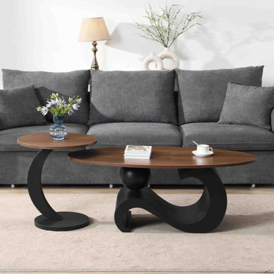 Ensemble de 2 tables basses gigognes, grandes tables basses orales et rondes de 47,24 po, 19,69 po