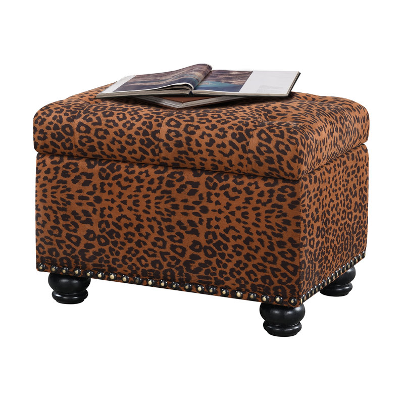 Repose-pieds avec rangement Frontenac, Forest Leopard Print Fabric