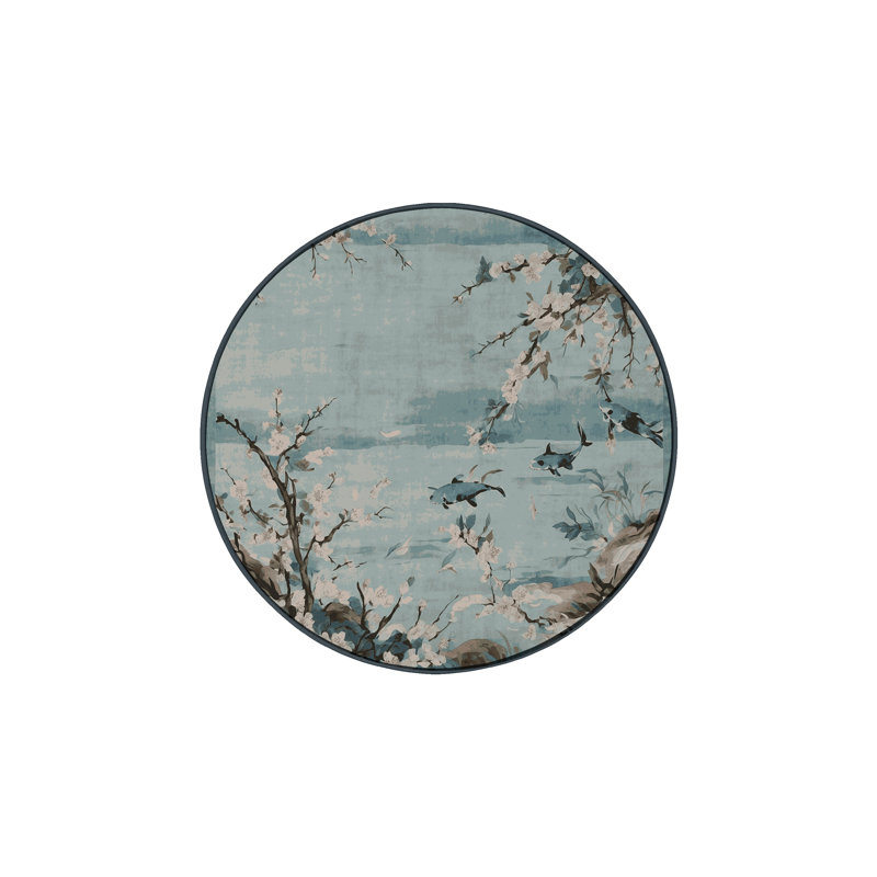 Machine Washable Gray Area Rug, Round 8'