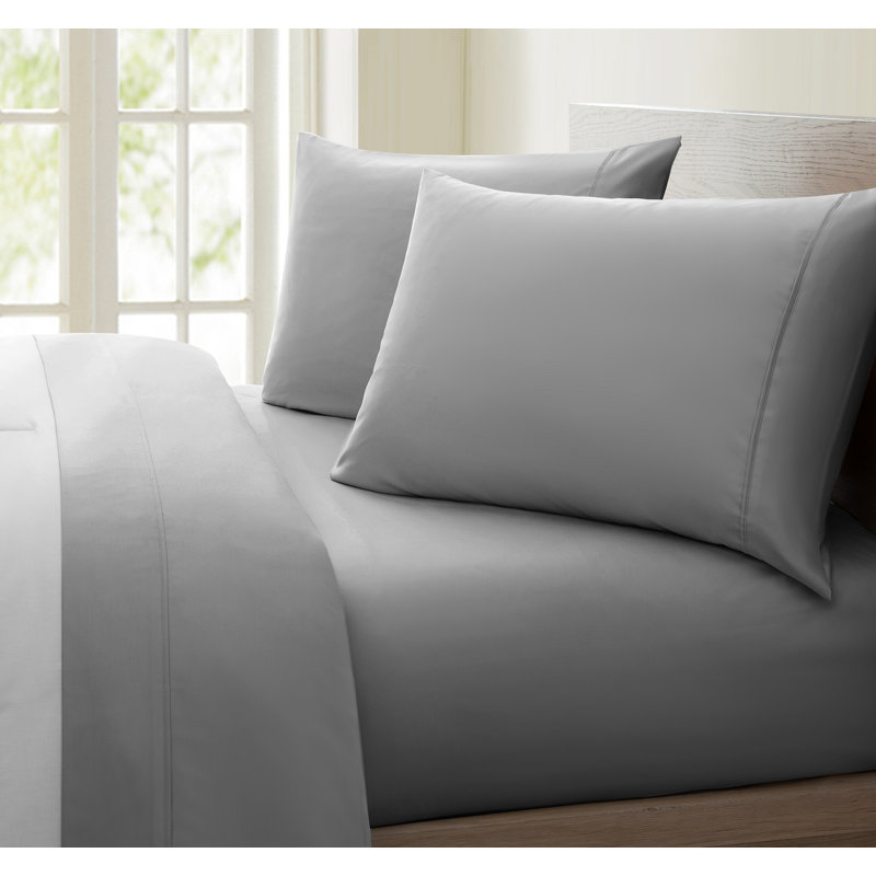 Monte Carlo Egyptian Cotton Sheet Set, Silver, Twin