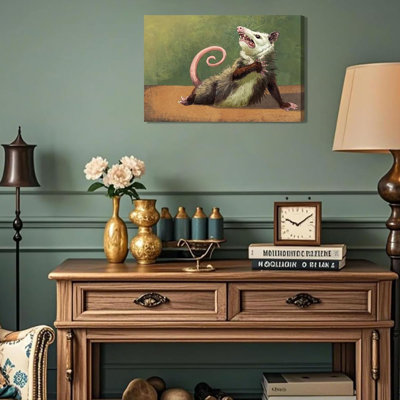 Drôle opossum toile art humour opossum peinture photo décoration murale animal excentrique affiche impression pour salon chambre à coucher bureau à domicile décoration de maison 16 x 24 po