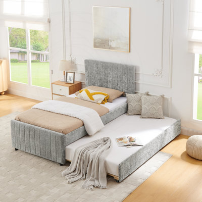 Lit simple tapissier avec lit gigogne escamotable