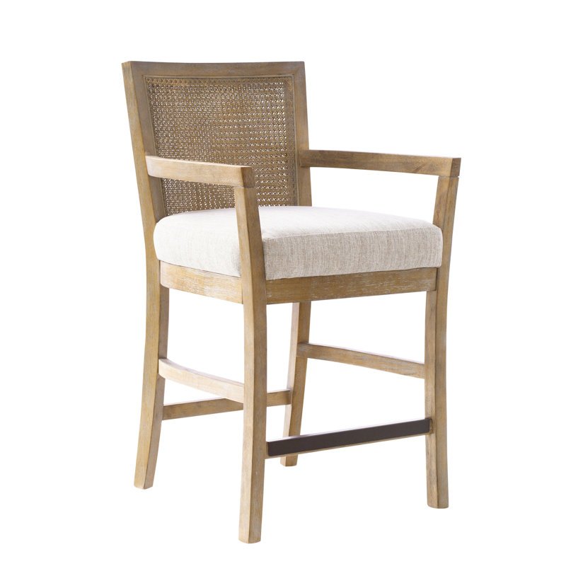 Jennette Solid Wood Cane Back Counter Stool