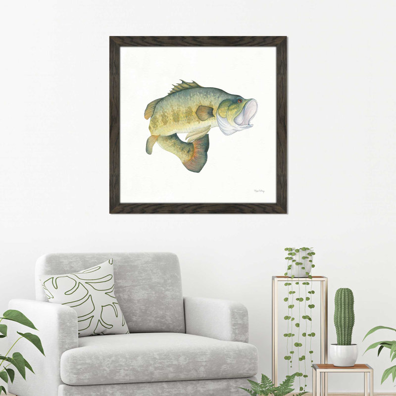 " Gone Fishin Large Mouth ", Chocolate Distressed Framed, 21.5" H x 21.5" W x 0.75" D