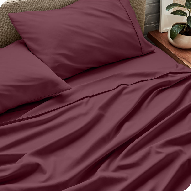 Bare Home Ultra-Soft Microfiber Sheet Set, Queen Sheet Set + 1 Fitted Sheet + 2 Pillowcases, Burgundy