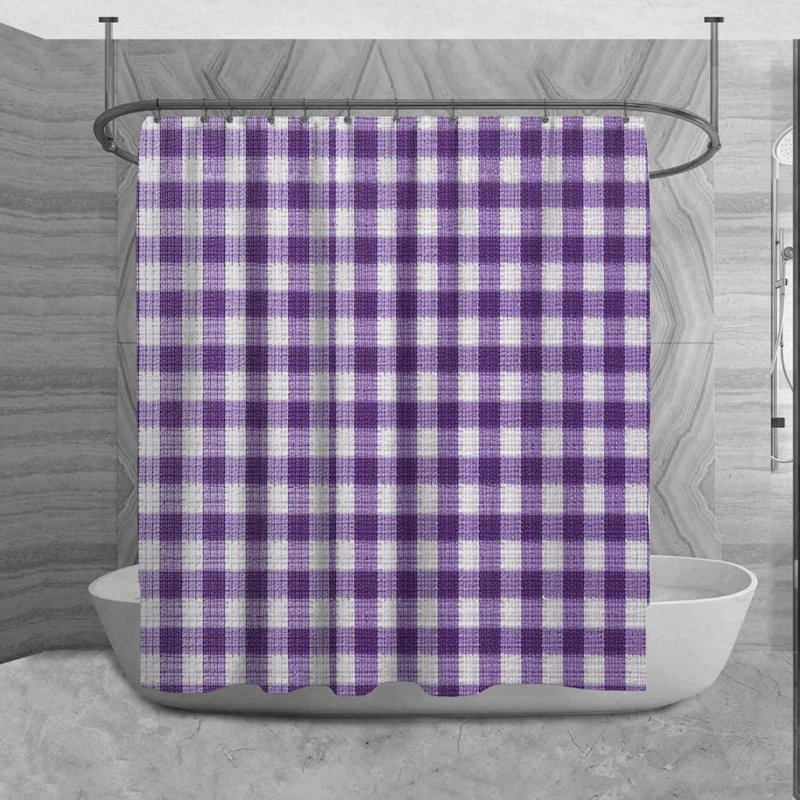 Rideau de douche en vichy Saurab, H 73 po x l 70 po
