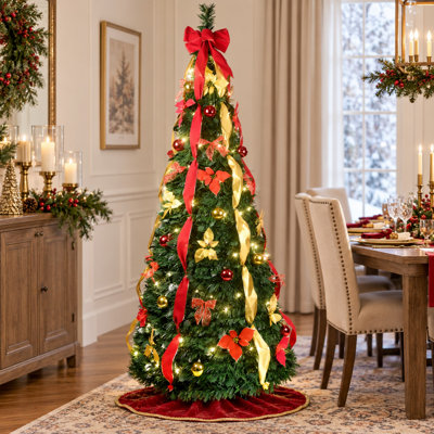 7.5 Ft Pre Lit Pop Up Christmas Tree with 150 Warm White Lights
