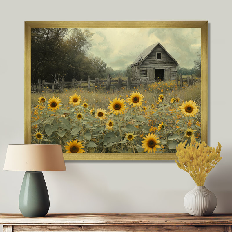 Crantor Sunflowers by The Tools Shed - art mural toile tournesols, Reproduction encadrée d'une seule photo, H 30 po x l 40 po
