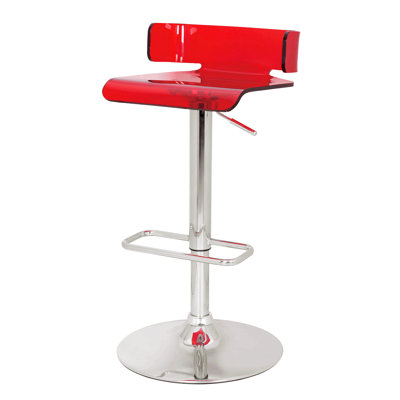 Tabouret pivotant rouge et chrome