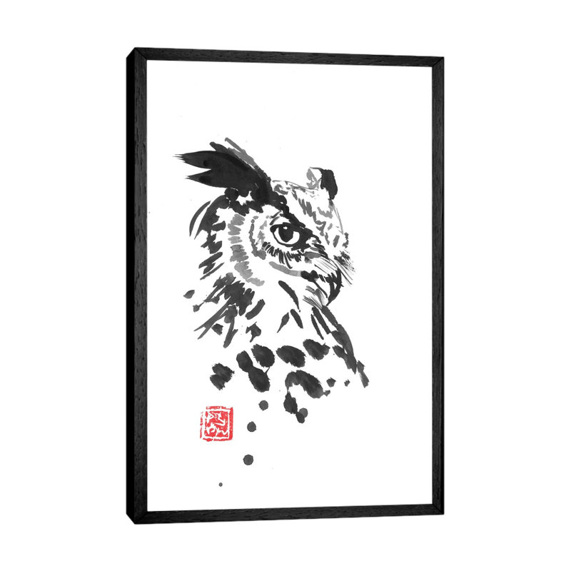 Chouette by Péchane - Print on Canvas, 101.6 cm H x 66.04 cm W, Black Framed