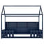 Lit simple en pin bleu marine avec rangement à DEL-497797621