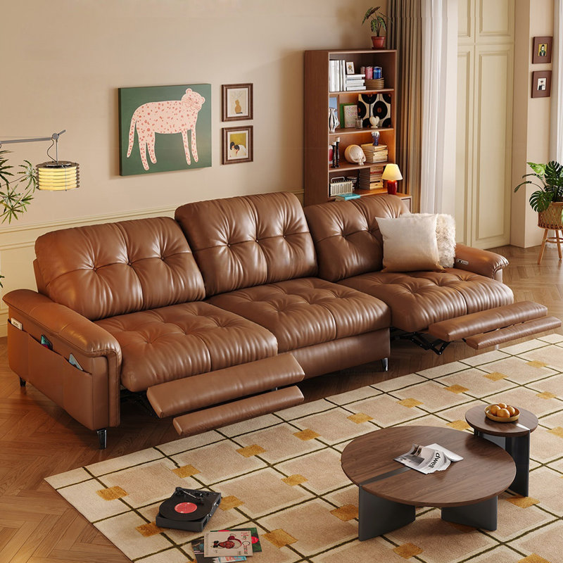 Coussin modulaire en cuir véritable, Brun