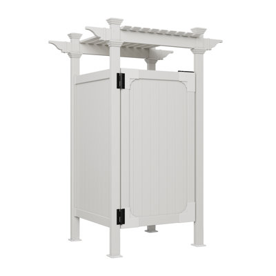 7.4ft H x 5.1ft W x 3.9ft L (1 Enclosure) Zippity Hampton Outside Shower Enclosure Kit with Door, White Vinyl Outdoor Shower Kit for Pool Shower, Outdoor Changing Room, Beach Shower, ZP19009