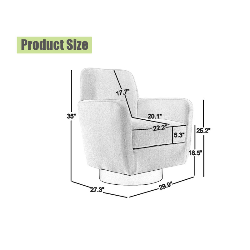 Fauteuil rotatif à 360 degrés, Lin blanc