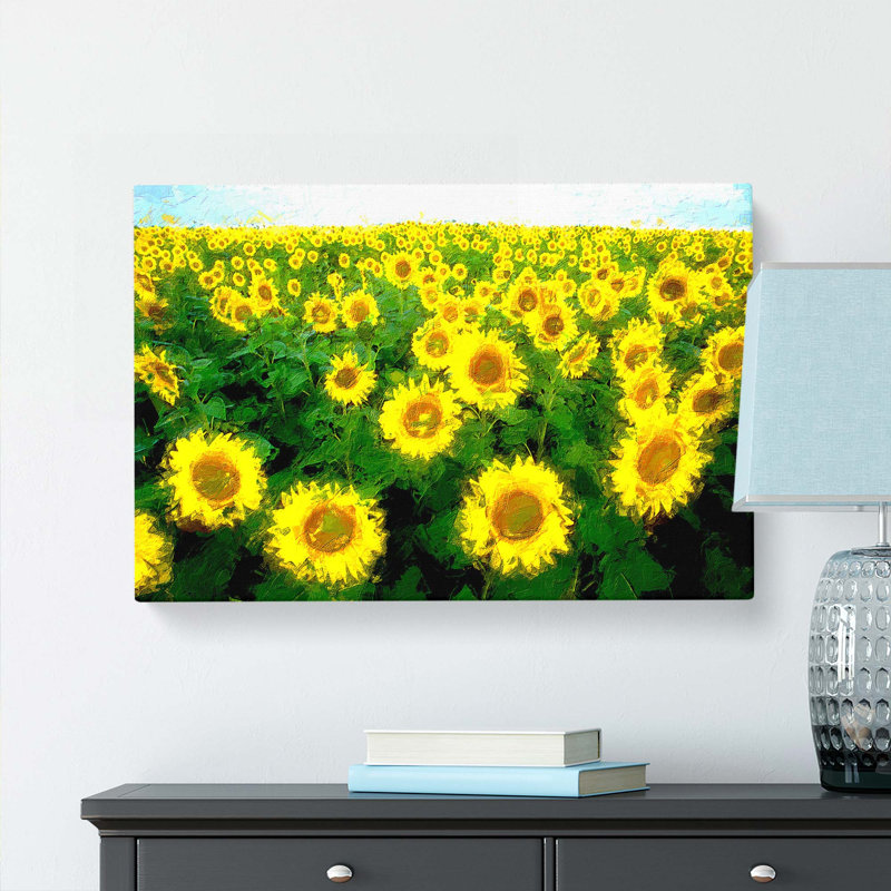 Yellow Sunflower Meadow - Wrapped Canvas, 35cm H x 50cm W x 3cm D