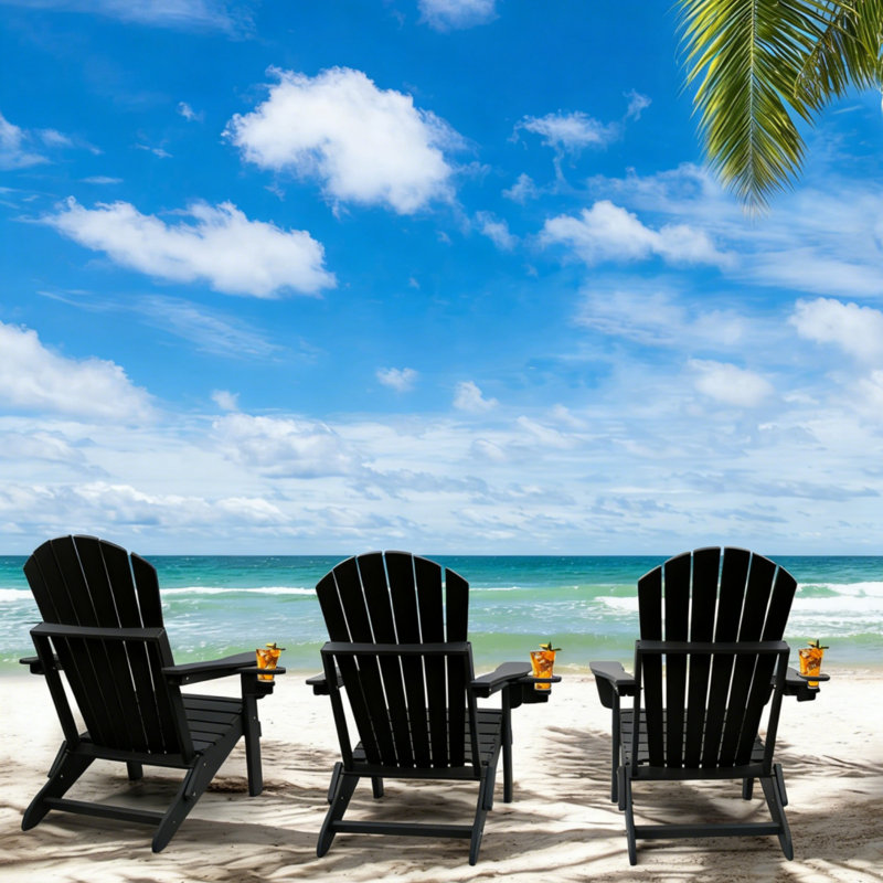 Chaise Adirondack pliable pour l'extérieur, Noir