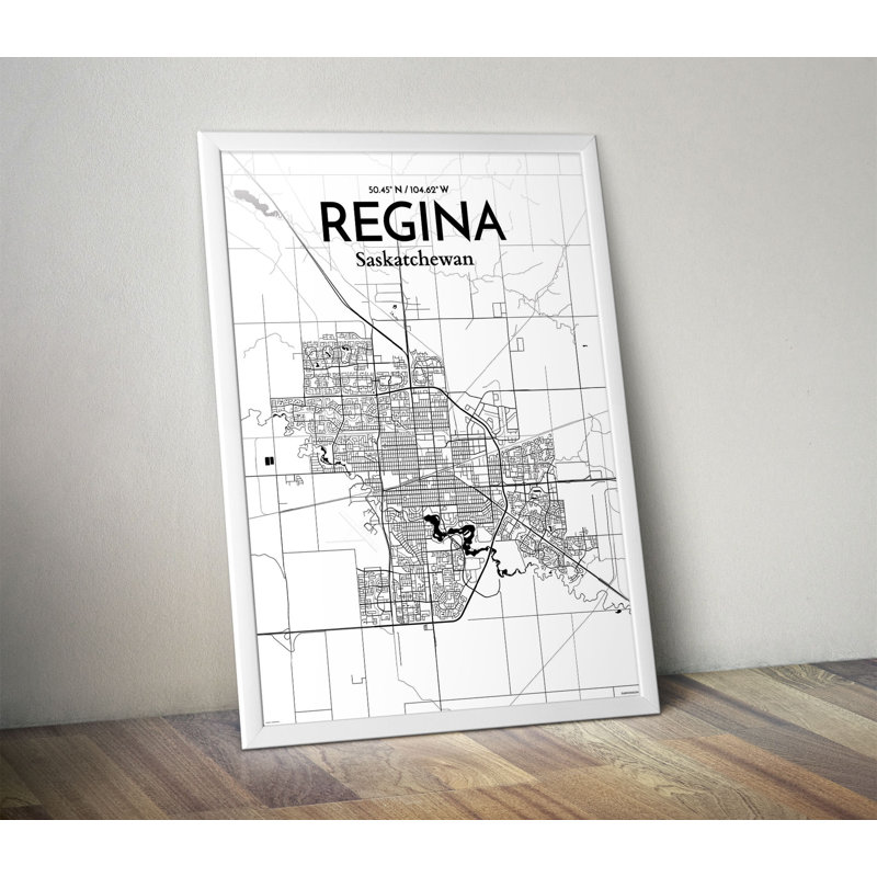 « regina city map », impression, H 27,6 po x l 19,7 po