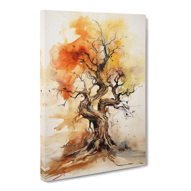 Oak Tree Gestural No.3 - Wrapped Canvas Print, 60cm H x 40cm W x 3cm D