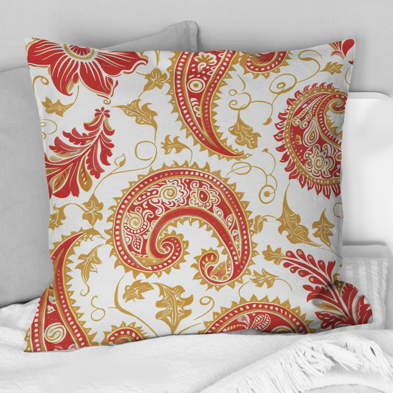 Coussin Red Vintage Paisley Dreams II - Vintage, H 18 po x l 18 po