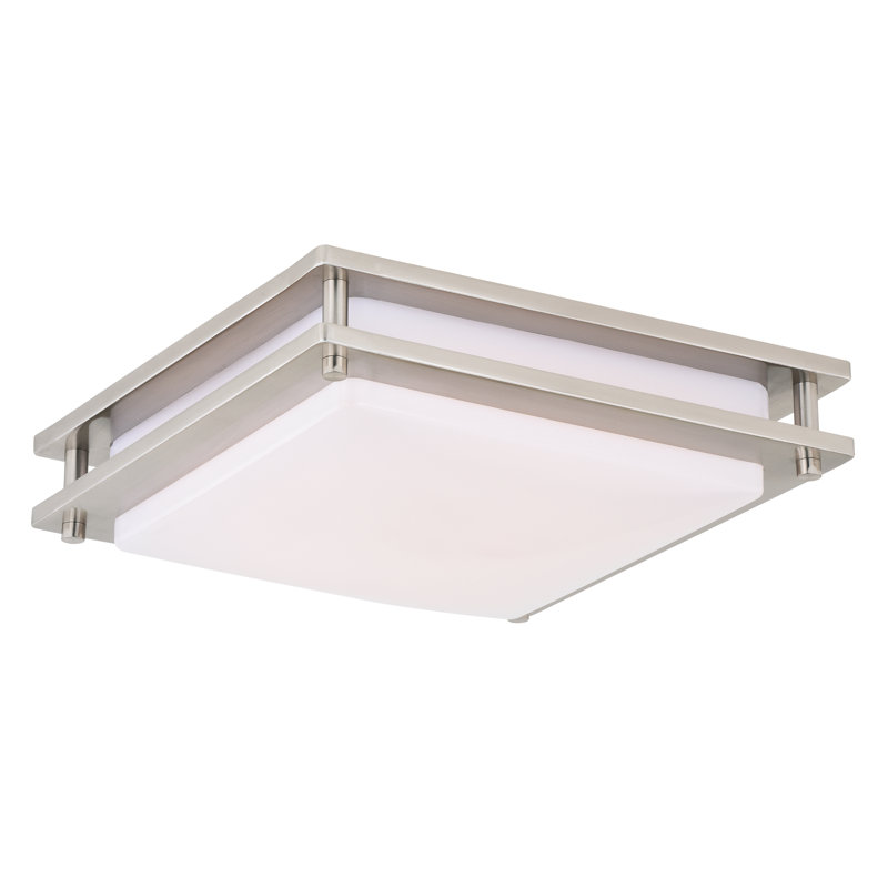 Barreda Acrylic LED Flush Mount, Satin Nickel, 3.5" H x 16" W x 16" D