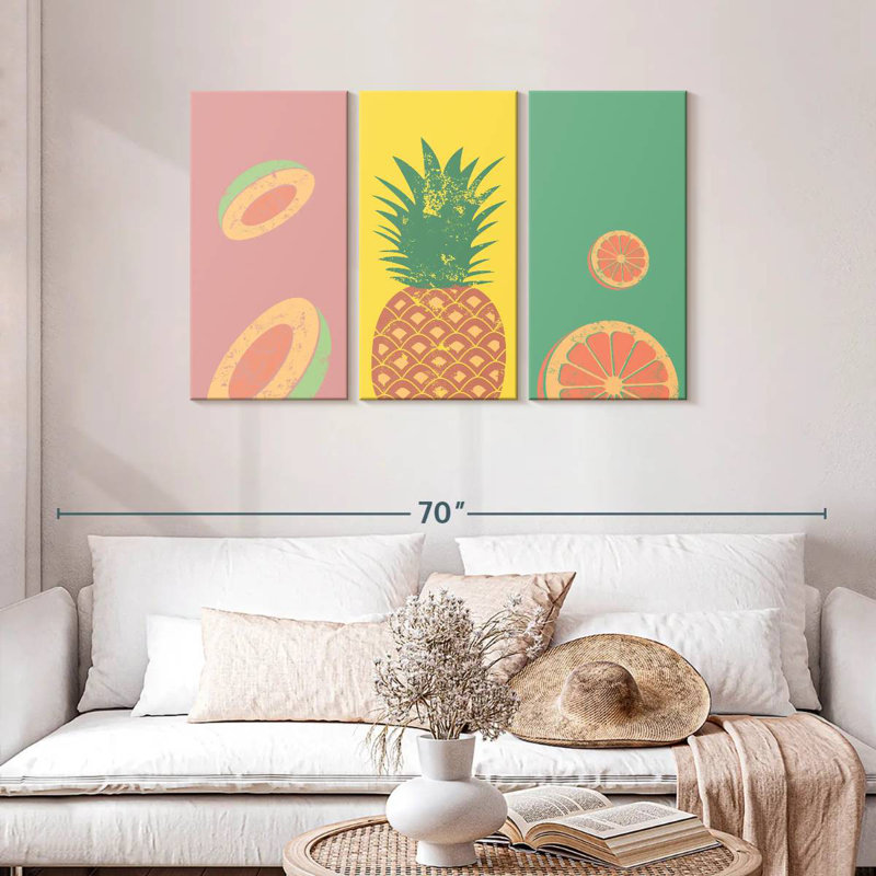 Soft Pastel Fruits, 28" H x 45" W