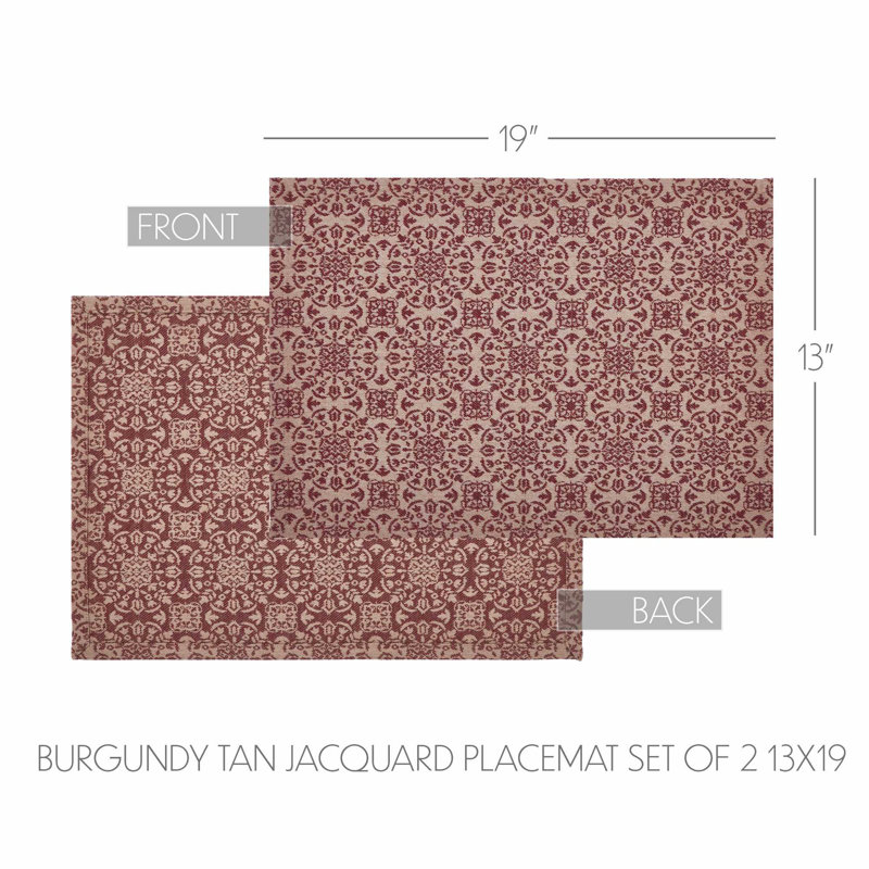   Custom House Geometric Rectangle Placemat, Tan/Red