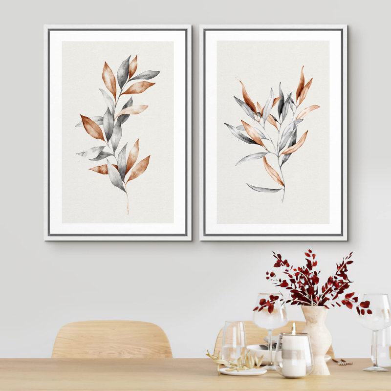 Aquarelle, pastel, forêt, plantes, nature, désert, illustrations, art rustique minimal, H 36 po x l 48 po, Blanc
