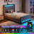 Herica Upholstered Wingback Bed with Headboard, Charging Station and RGB LED Lights-1704558772-1713825204