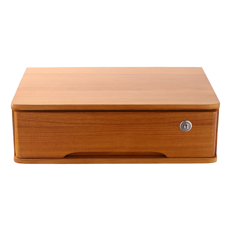 Organisateur de bureau en bois avec tiroirs verrouillables, Jaune