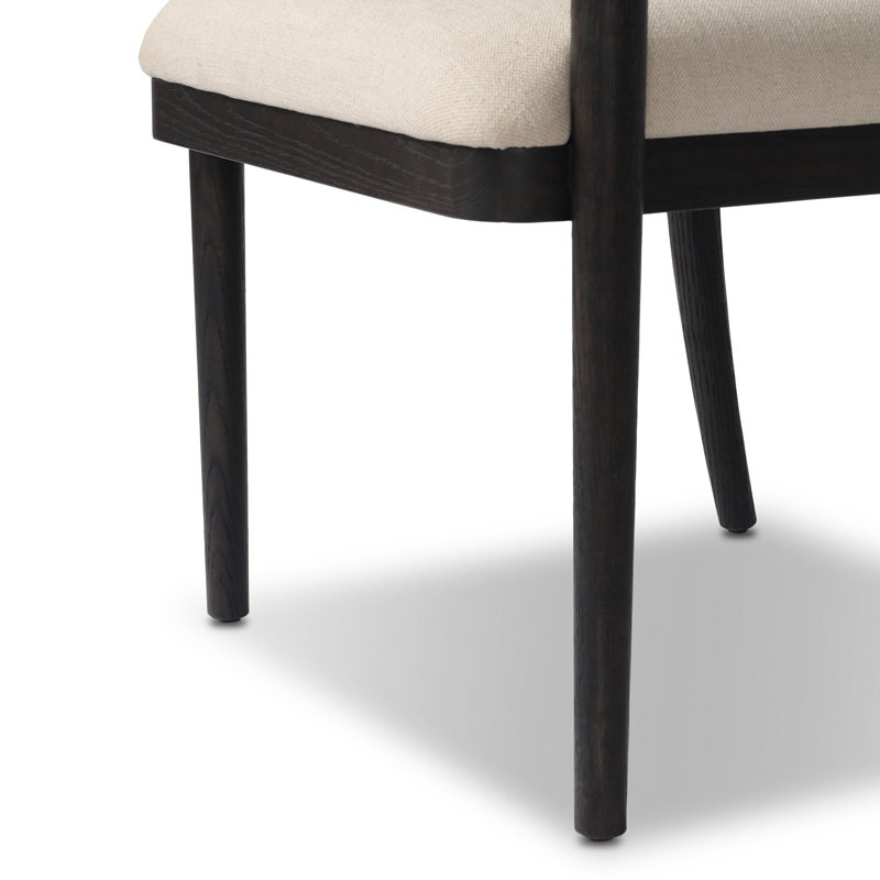 Tova Upholstered Arm Chair, Black Ush/Distressed Black/Oak