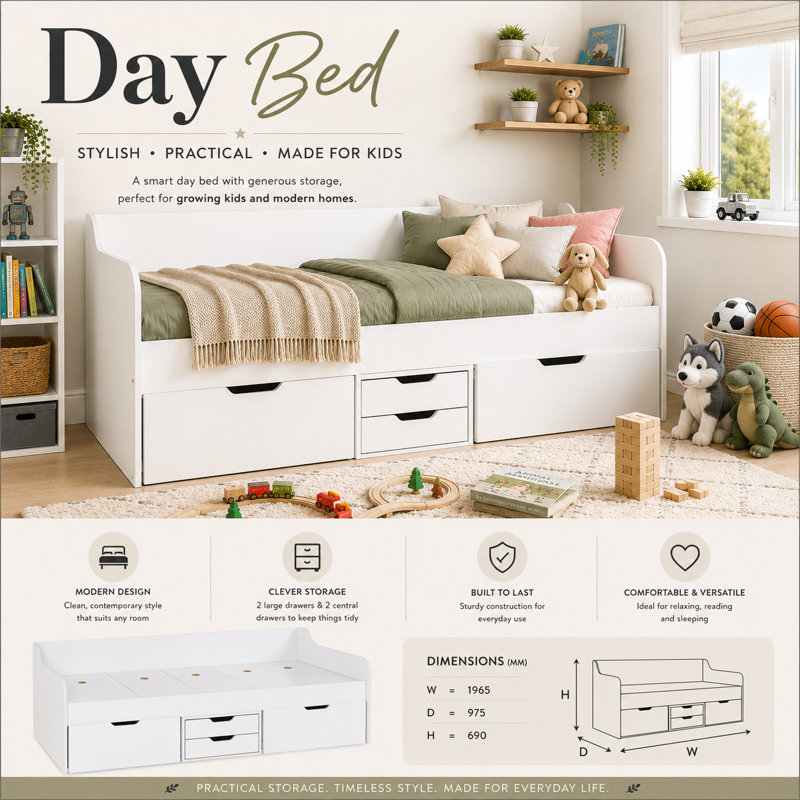 Hearns Single (3') Mate's & Captain's Daybed, White
