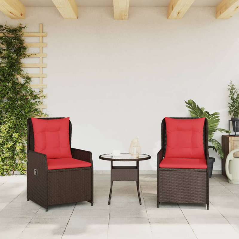  Chaise de patio inclinable, brun, rouge, Rouge, Brun