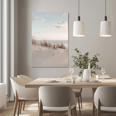 1Pc Framed Canvas Poster Print Dune Seascape, Reed Bed, Minimalist Naturalism Style Wall Art Decor, Perfect for Room Decor Living Room Bedroom Office Kitchen Bathroom Home Decor, Ideal Home Wall Decoration Gift, 2D Flat