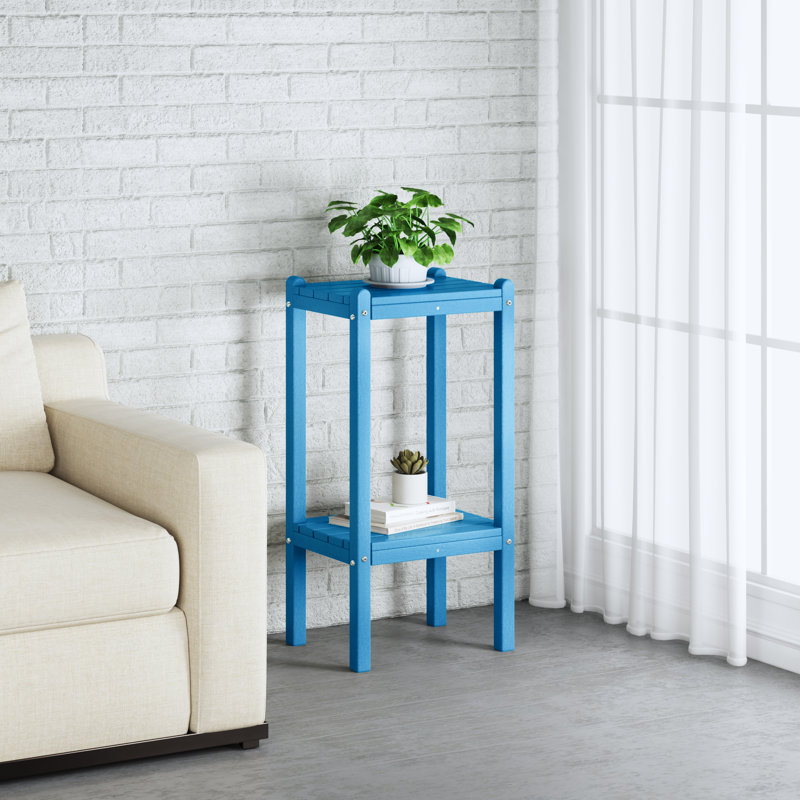 Table d'appoint d'extérieur carrée Mkiyah L 18,45 po x l 18,45 po, Bleu