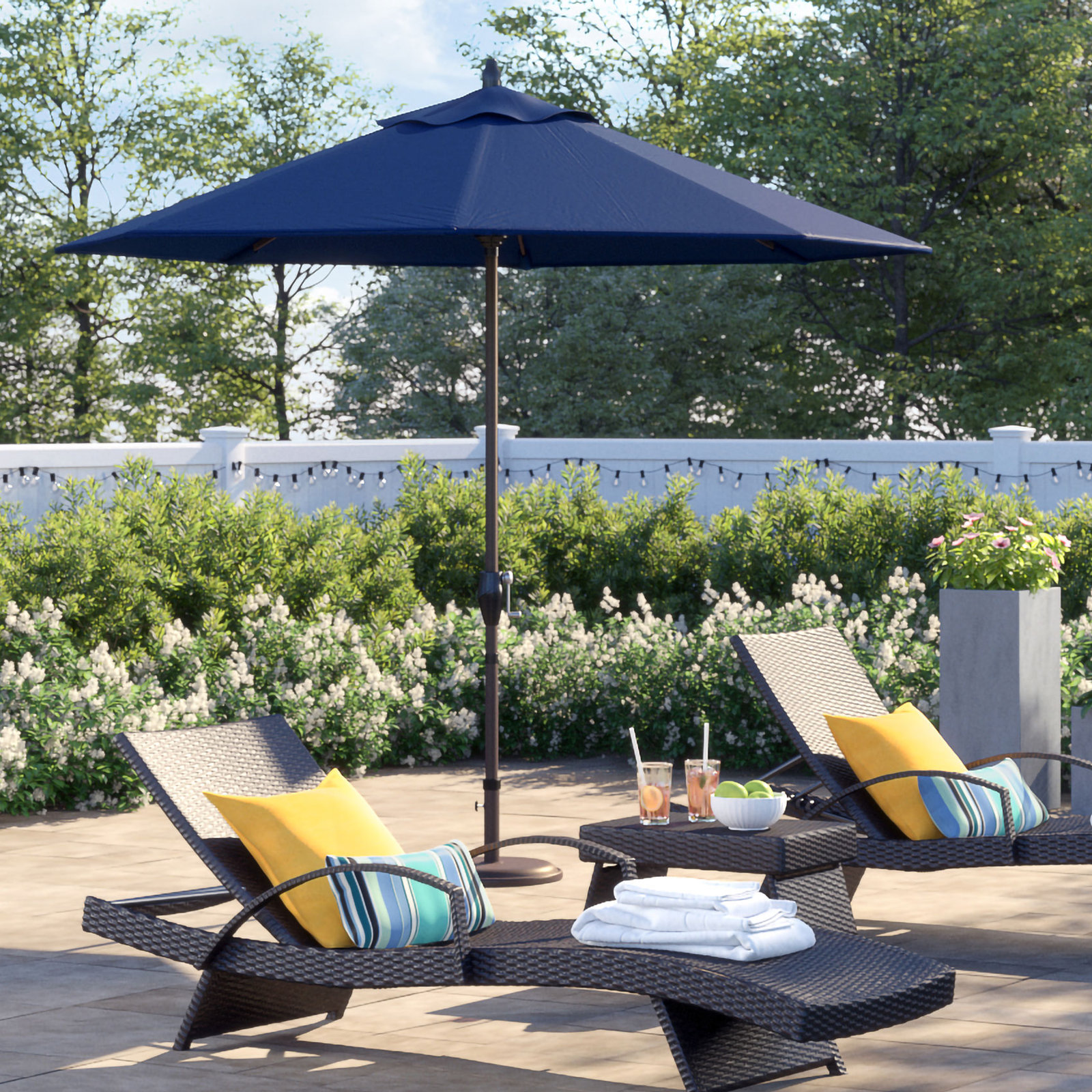 Stevie 108'' Outdoor Umbrella, Navy Blue- Olefin