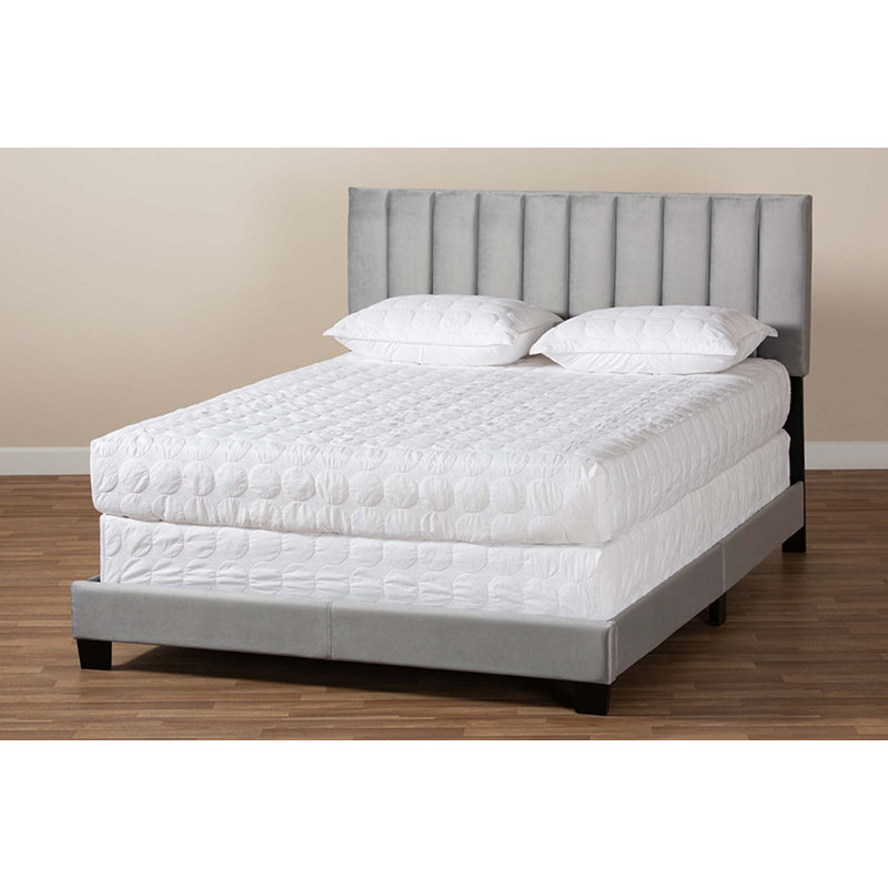 Clare Full Size Gray Velvet Upholstered Sleigh Bed with Tufted Headboard