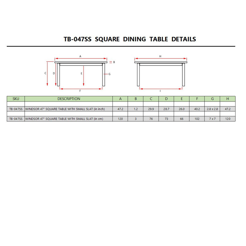 Barracuda Outdoor Square Teak Dining Table