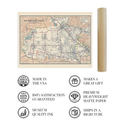 1923, San Fernando Valley, Californie, carte sur papier