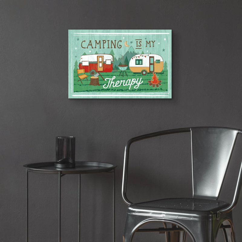 Art mural en verre Trinx «Comfy Camping 8» par Melissa Averinos, H 16 po x l 24 po x P 0,2 po