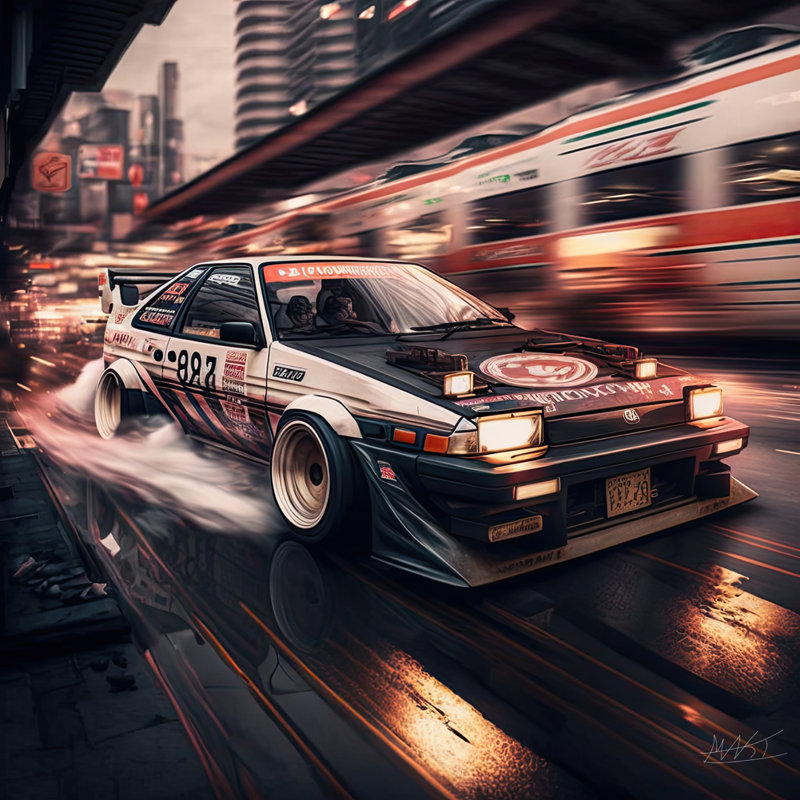 "Drifting in Style III" de Maki par Deundria - impression sur toile tendue, H 15 po x l 15 po x P 1,5 po